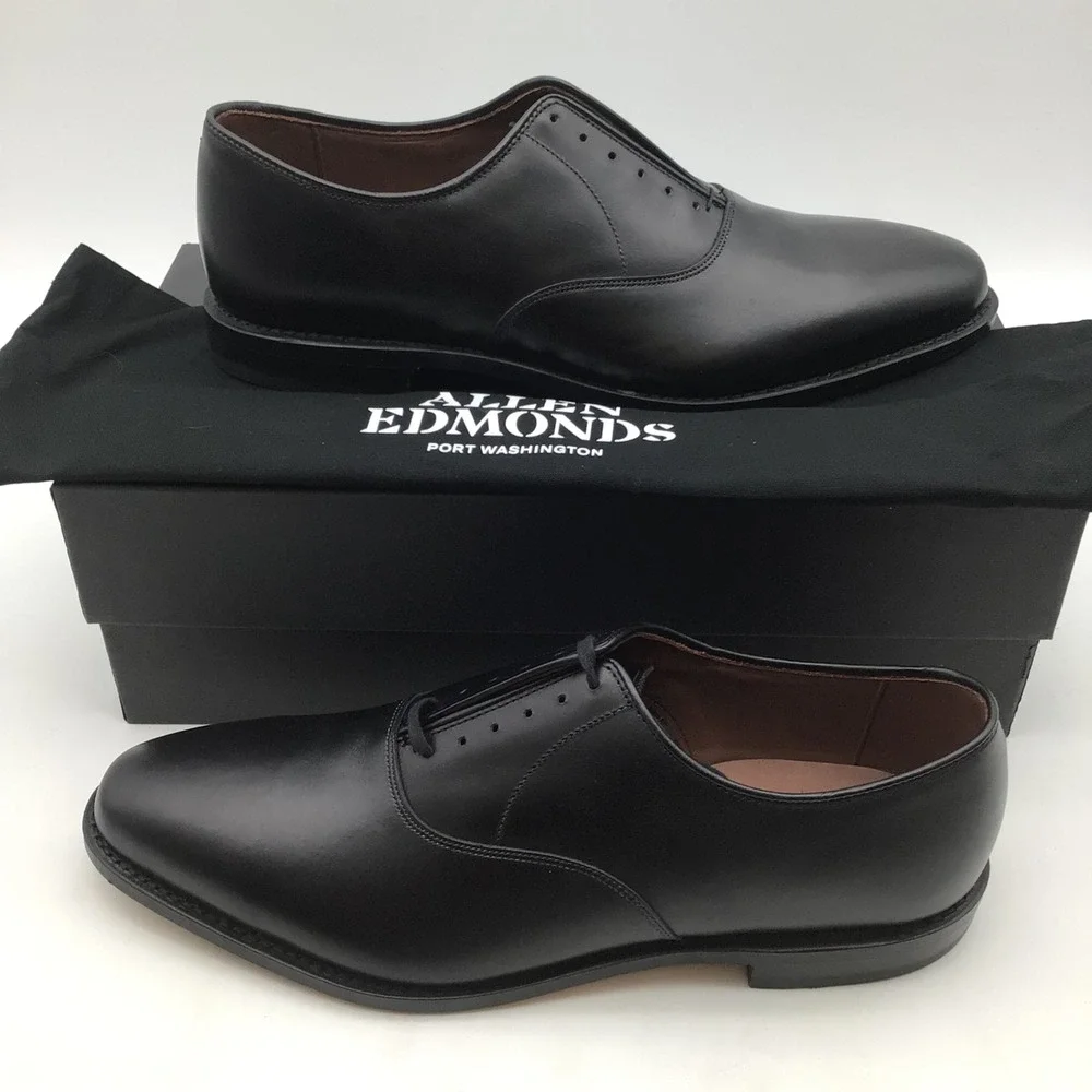 Allen Edmonds Carlyle Size 11 D Black Leather Plain Toe Oxford Dress Shoes NEW